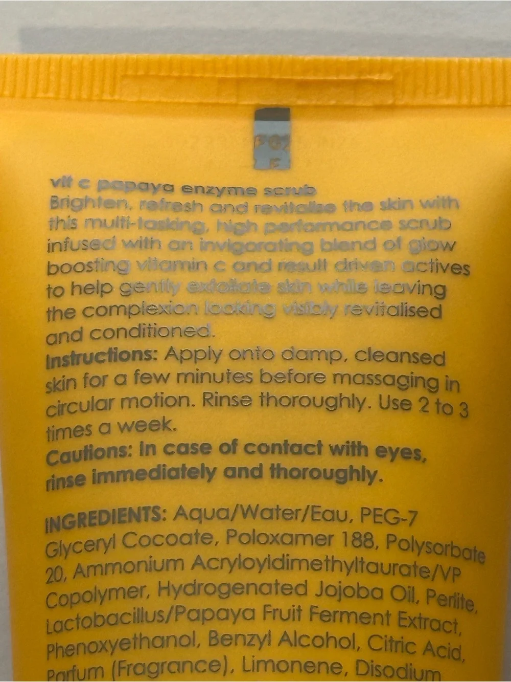 Rodial VIT C Papaya Enzyme Scrub — Vibrant Yellow Tube